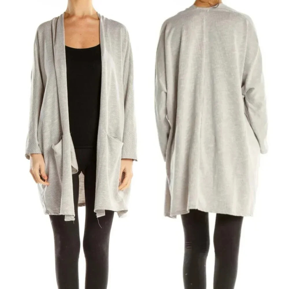Donni Ribbed Open Front Long Sleeve Cardigan 26015